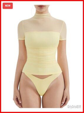 Sheer Mesh Mock Neck Ruched Crop Top Going Out Y2k Streetwear
